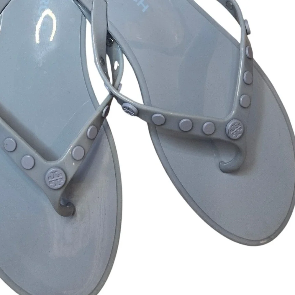 Tory Burch Jelly Sandals Flip Flops Light Blue Studded Size 11 Preppy Casual